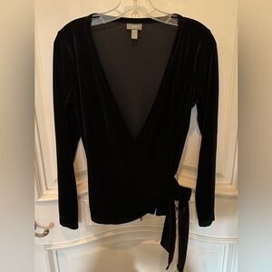 J. Jill Elegant Black Velvet Wrap Top